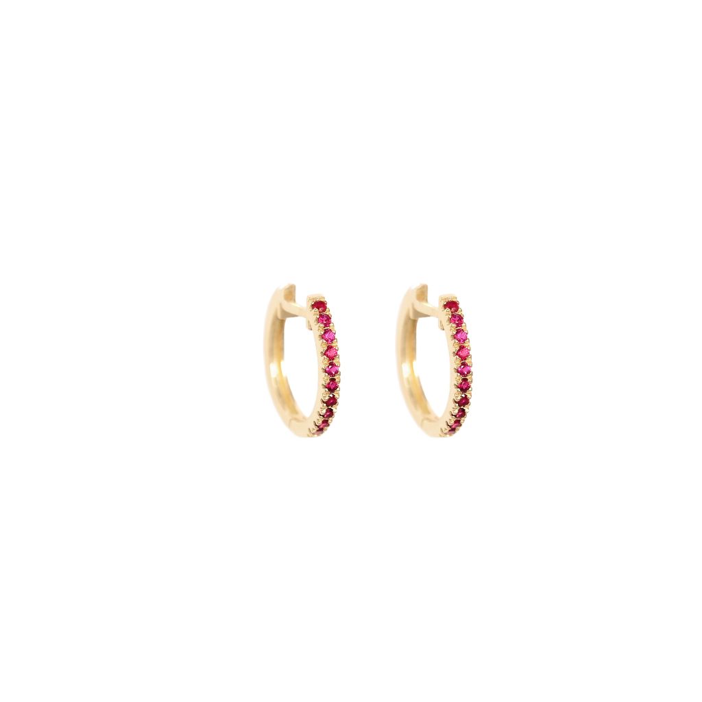 juno medium hoops rubies gold earrings