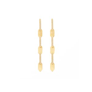 echo long earrings white diamonds gold alveare jewelry